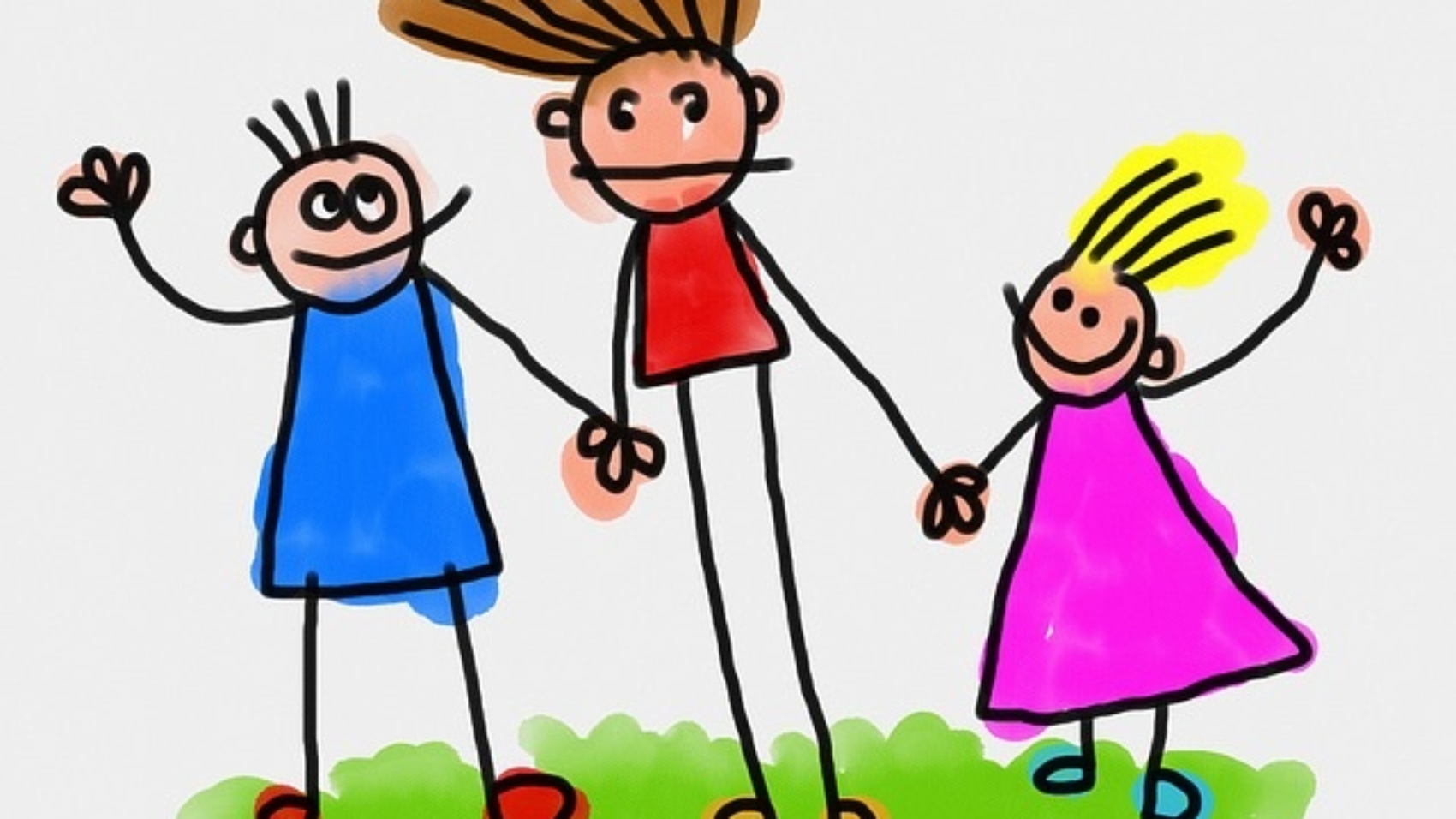 Cartoon kids holding hands