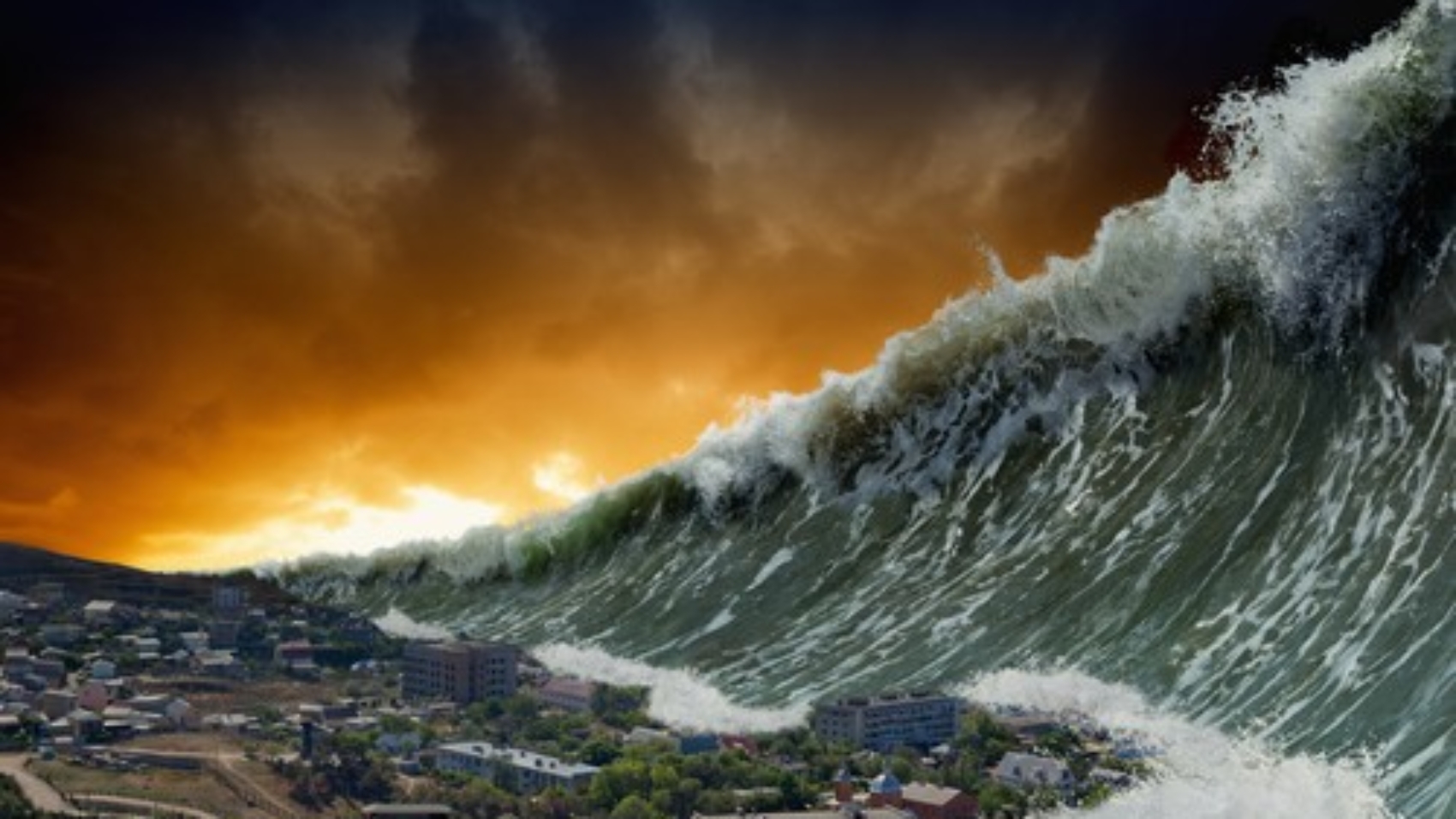Apocalyptic,Dramatic,Background,-,Giant,Tsunami,Waves,Crashing,Small,Coastal