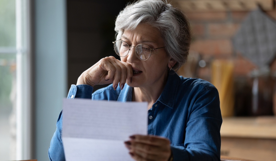 Ugly,News.,Distressed,Old,Age,Hispanic,Female,Check,Documents,At